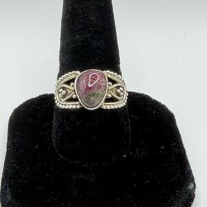 925 Sterling Silver Natural Zoisite Ring Size 10 Vintage Style